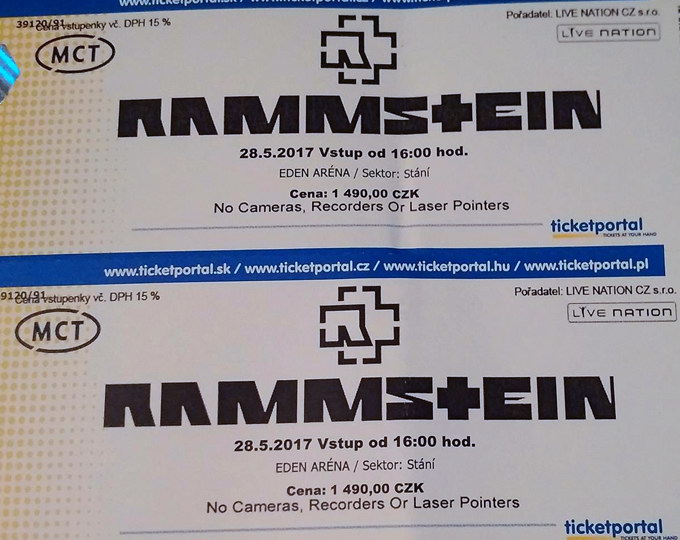 Ktože má lístky na RAMMSTEIN v Prahe?